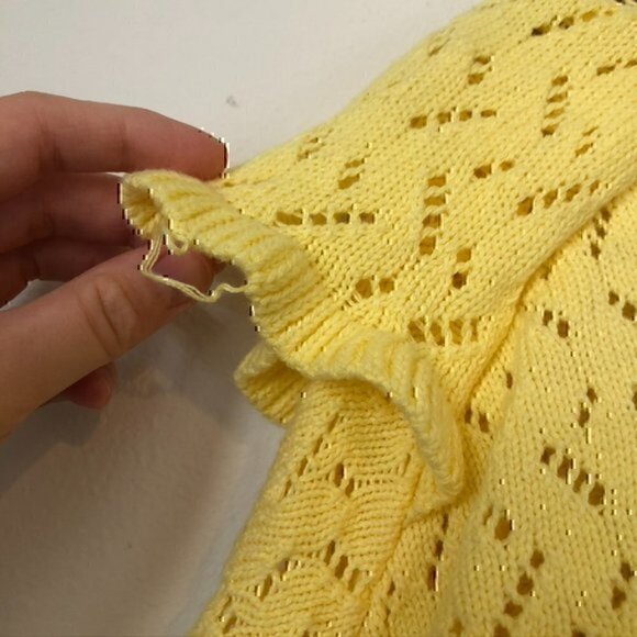 NEW NWT MARC NEW YORK Bright Yellow Sweater Cropped Cottagecore Boho 100% Cotton - Picture 9 of 9